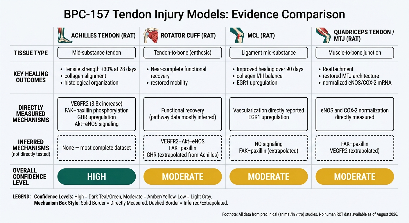 BPC-157 in Tendon Models: Evidence Strength by Injury Site