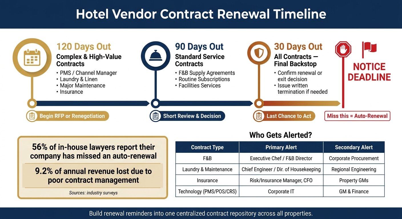 Hotel Vendor Contract Renewal Timeline: 120-90-30 Day Framework