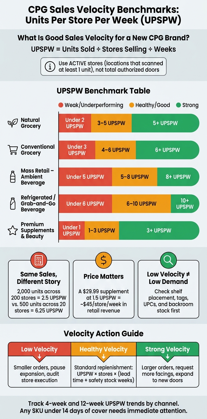 CPG Sales Velocity Benchmarks: UPSPW by Channel & Category