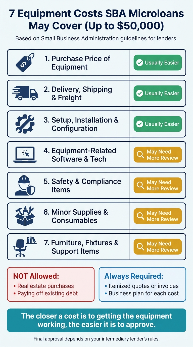 7 Equipment Costs SBA Microloans May Cover: Approval Difficulty at a Glance