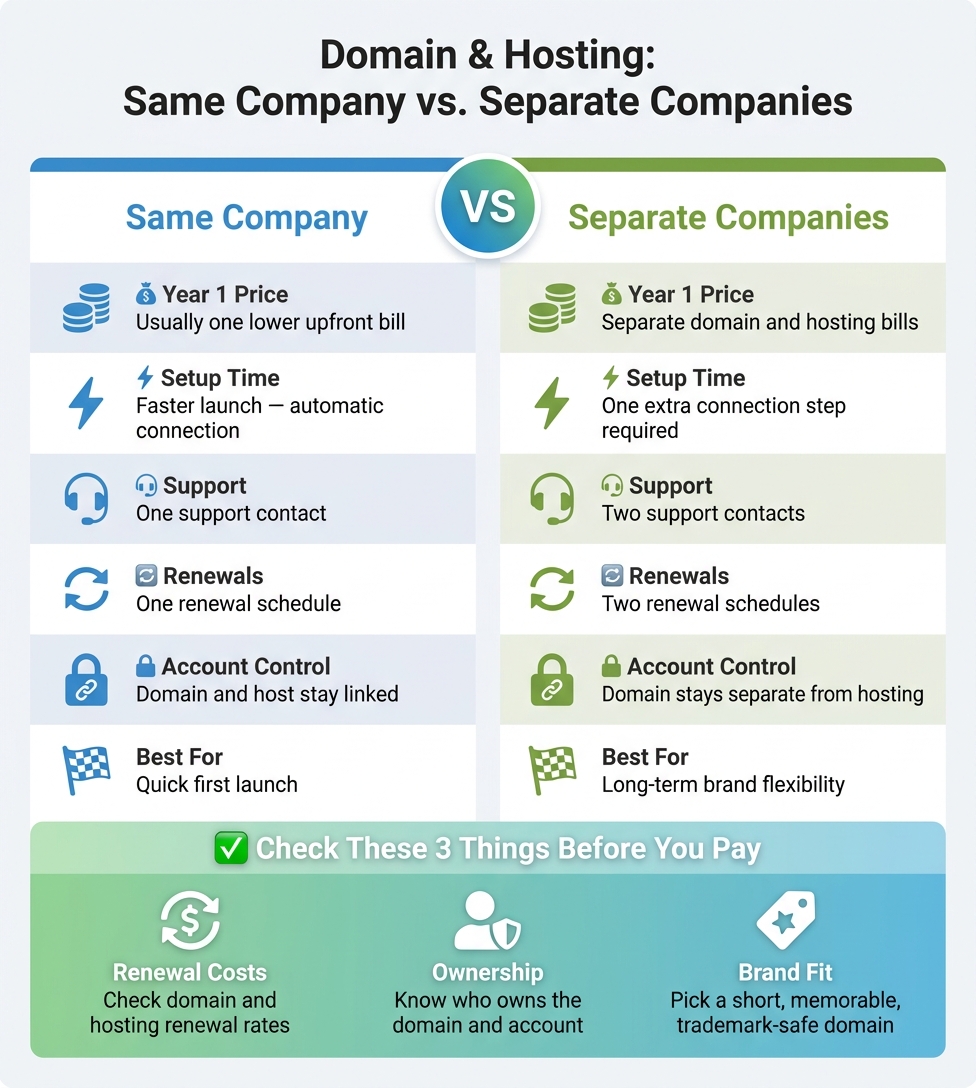Domain & Hosting: Same Company vs. Separate Companies