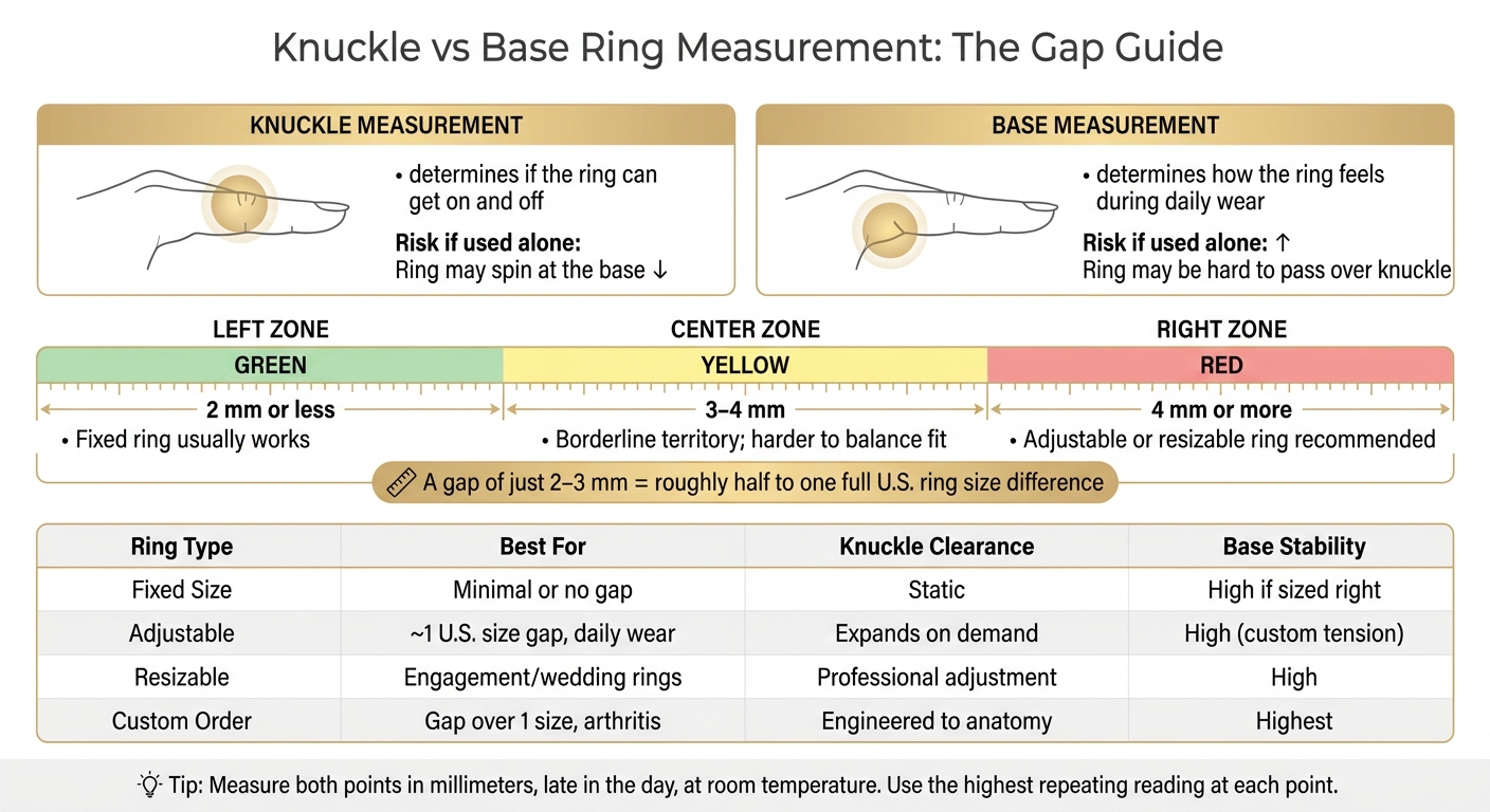 Knuckle vs Base Ring Measurement: Gap Size Guide
