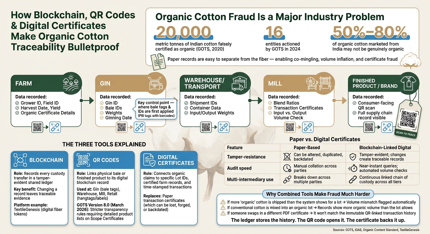 Organic Cotton Traceability: How Blockchain, QR Codes & Digital Certificates Work Together