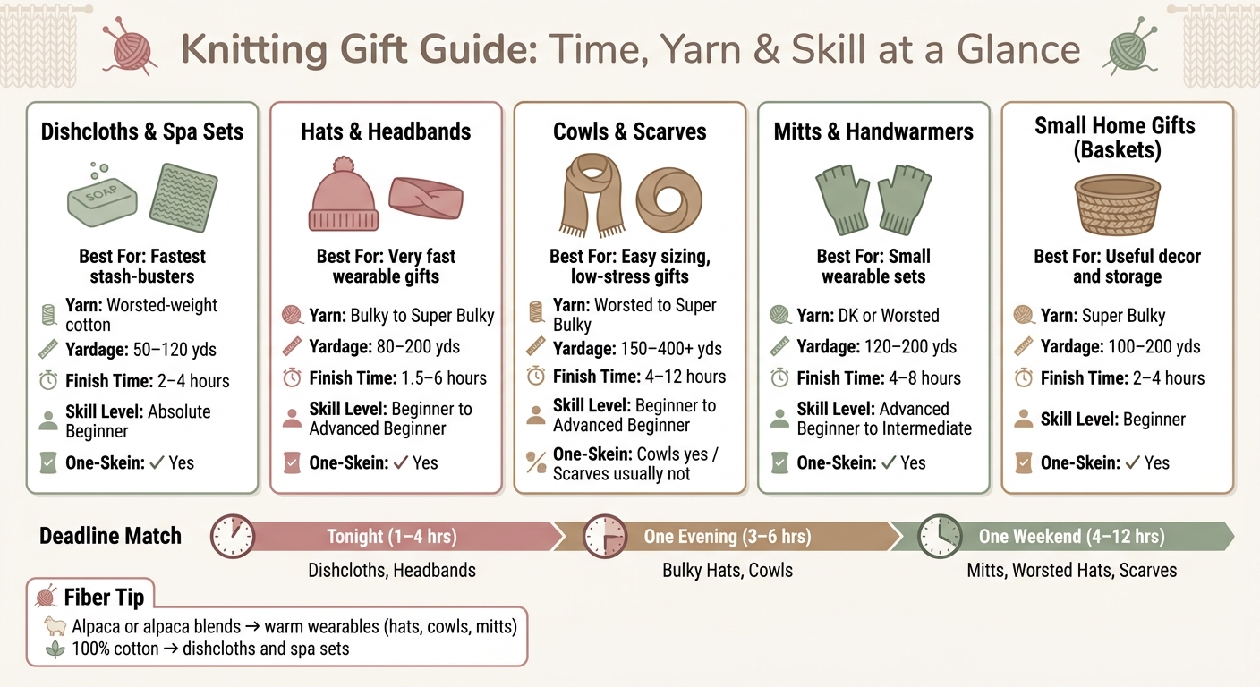 Knitting Gift Guide: Time, Yarn & Skill at a Glance