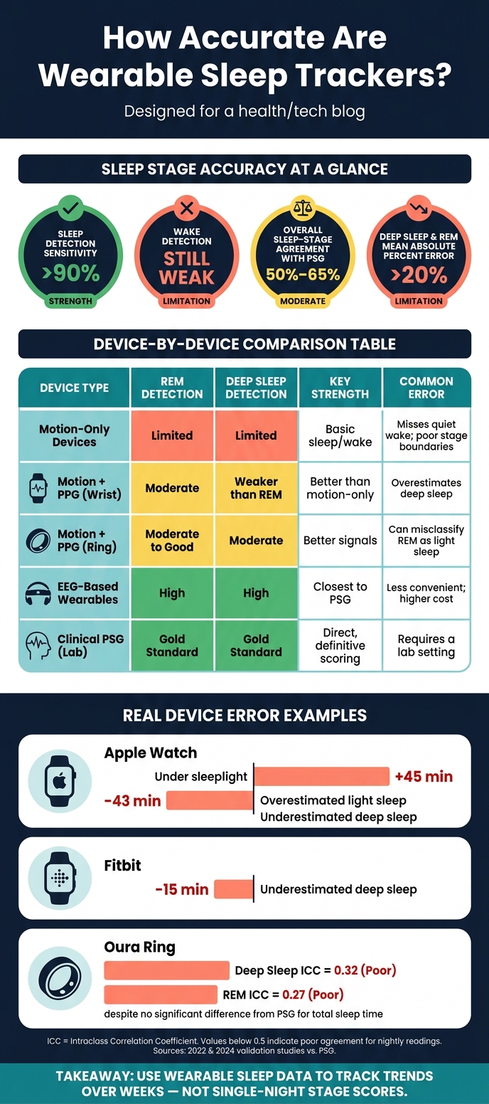 Wearable Sleep Trackers vs. Sleep Lab: Accuracy & Signals Compared