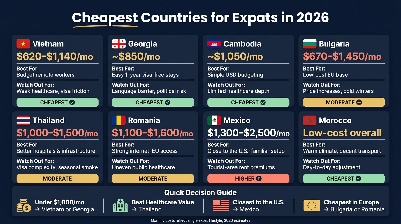 Cheapest Countries for Expats in 2026: Cost & Key Factors Compared