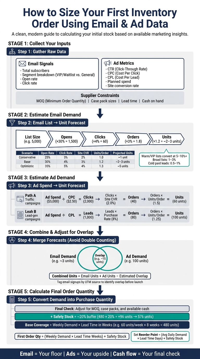 How to Size Your First Inventory Order: Email + Ad Data Formula