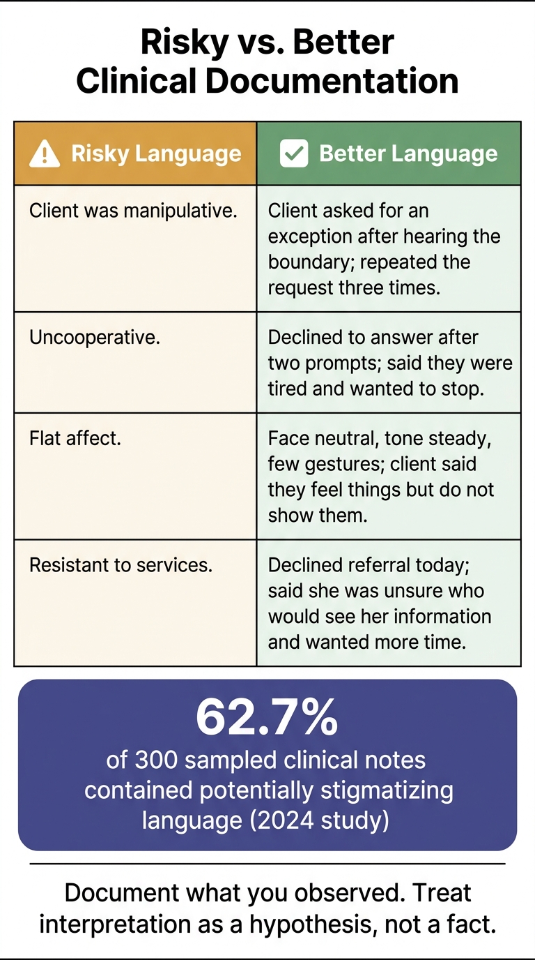 Risky vs. Better Clinical Documentation: Emotional Cues Across Groups