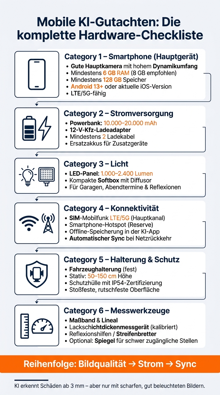 Mobile KI-Gutachten: Die komplette Hardware-Checkliste