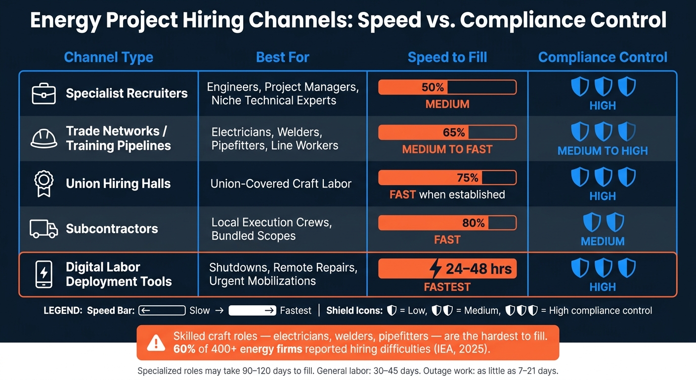 Energy Project Hiring Channels: Speed vs. Compliance Control