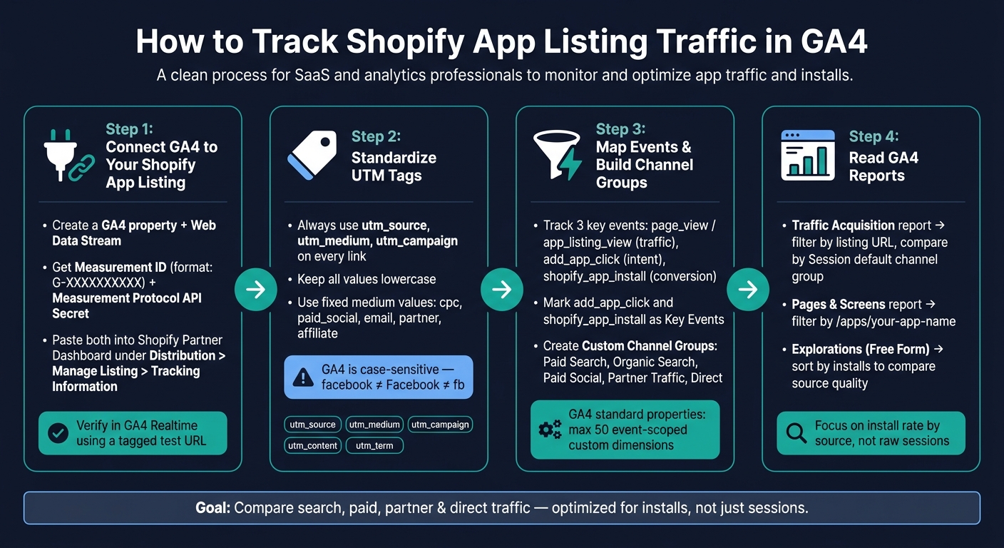 How to Set Up GA4 for Shopify App Listing Tracking (4-Step Process)