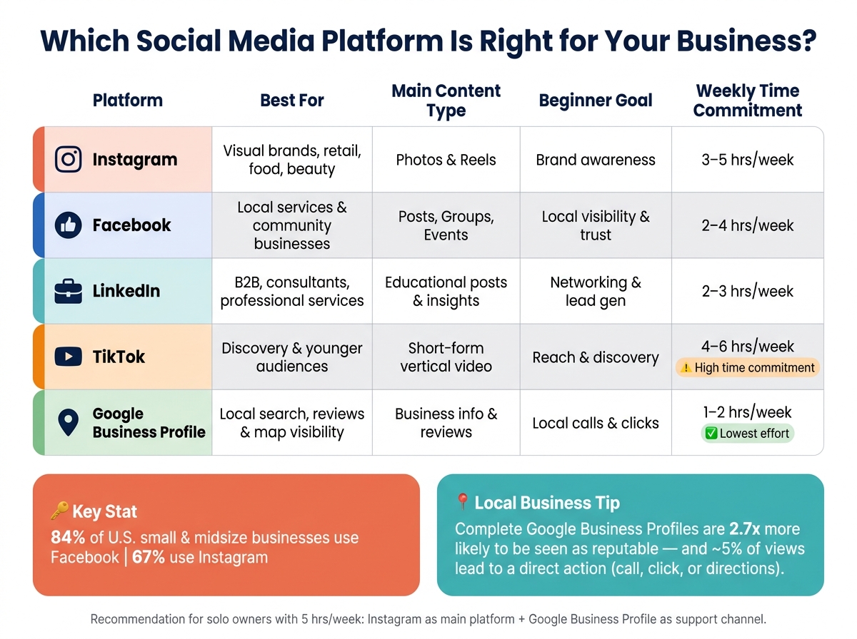 Social Media Platform Comparison for New Business Owners