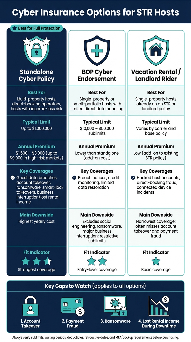Cyber Insurance Options for Short-Term Rental Hosts: Side-by-Side Comparison