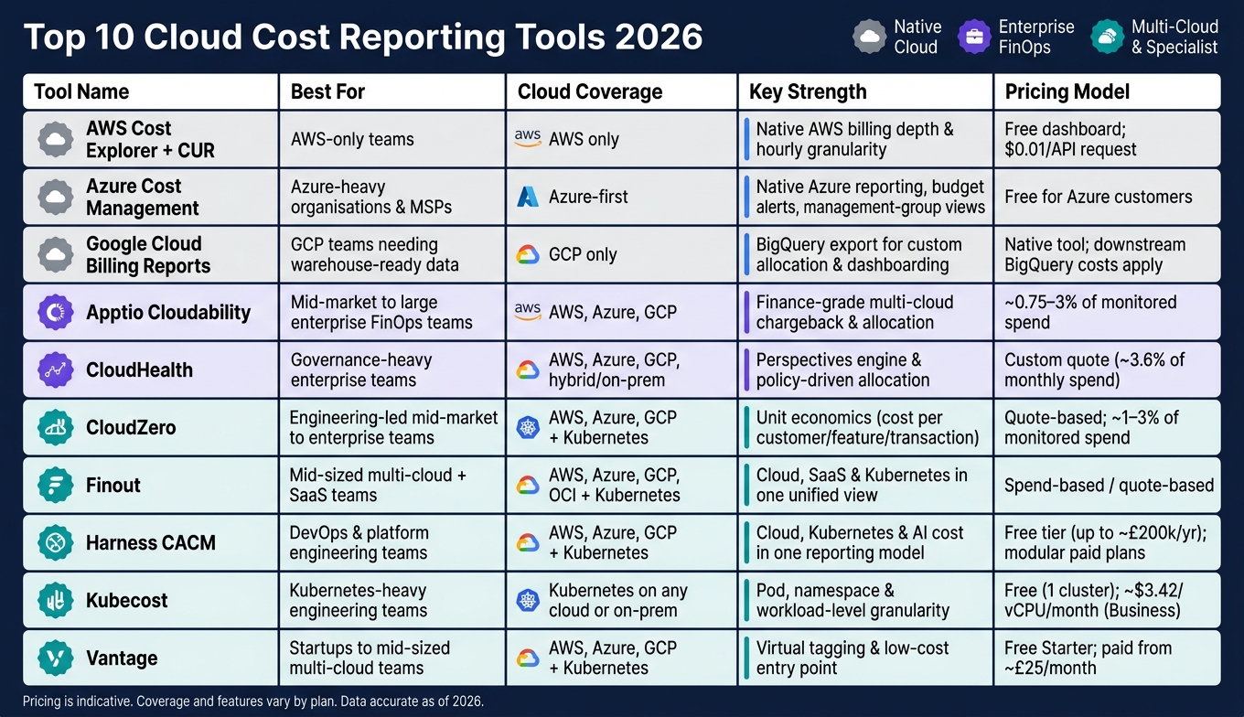 Top 10 Cloud Cost Reporting Tools 2026: Side-by-Side Comparison