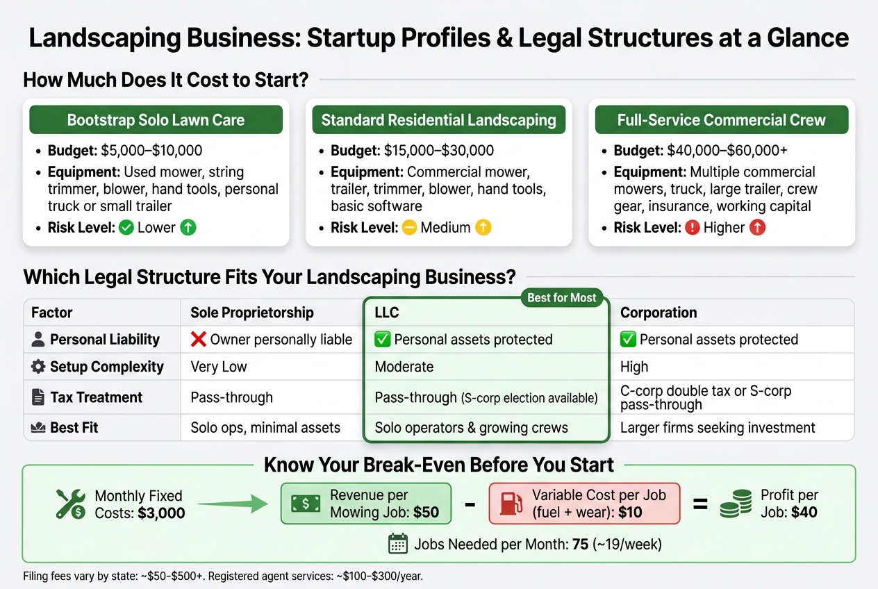 Landscaping Business Startup Costs & Structures Compared