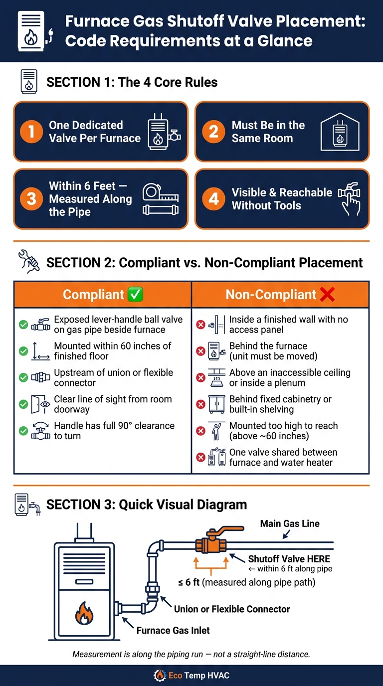 Furnace Gas Shutoff Valve Placement: Code Requirements at a Glance