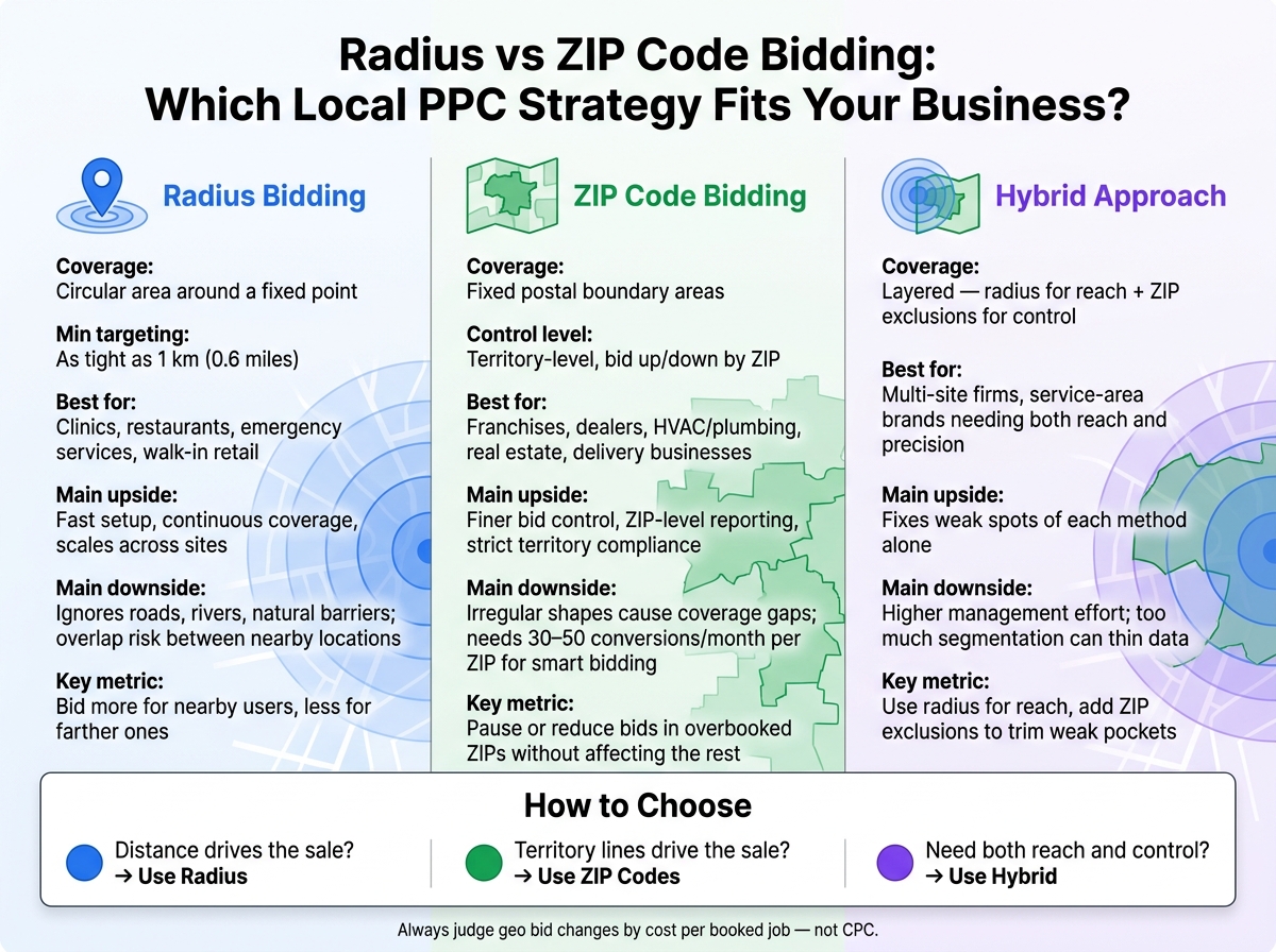 Radius vs ZIP Code Bidding: Which Local PPC Strategy Fits Your Business?