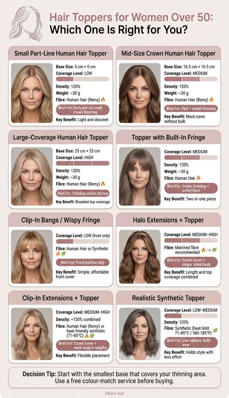 Hair Toppers for Women Over 50: Coverage & Features Compared