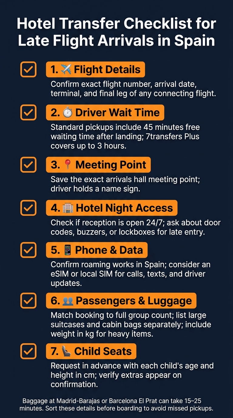 Hotel Transfer Checklist for Late Flight Arrivals in Spain