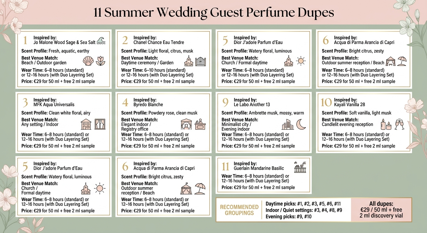 11 Summer Wedding Guest Perfume Dupes: Scent, Venue & Price Guide