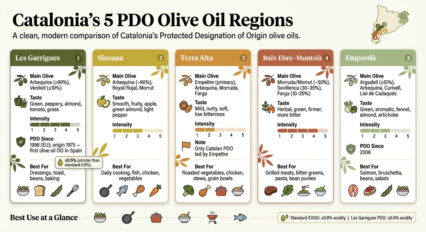 Catalonia's 5 PDO Olive Oil Regions Compared