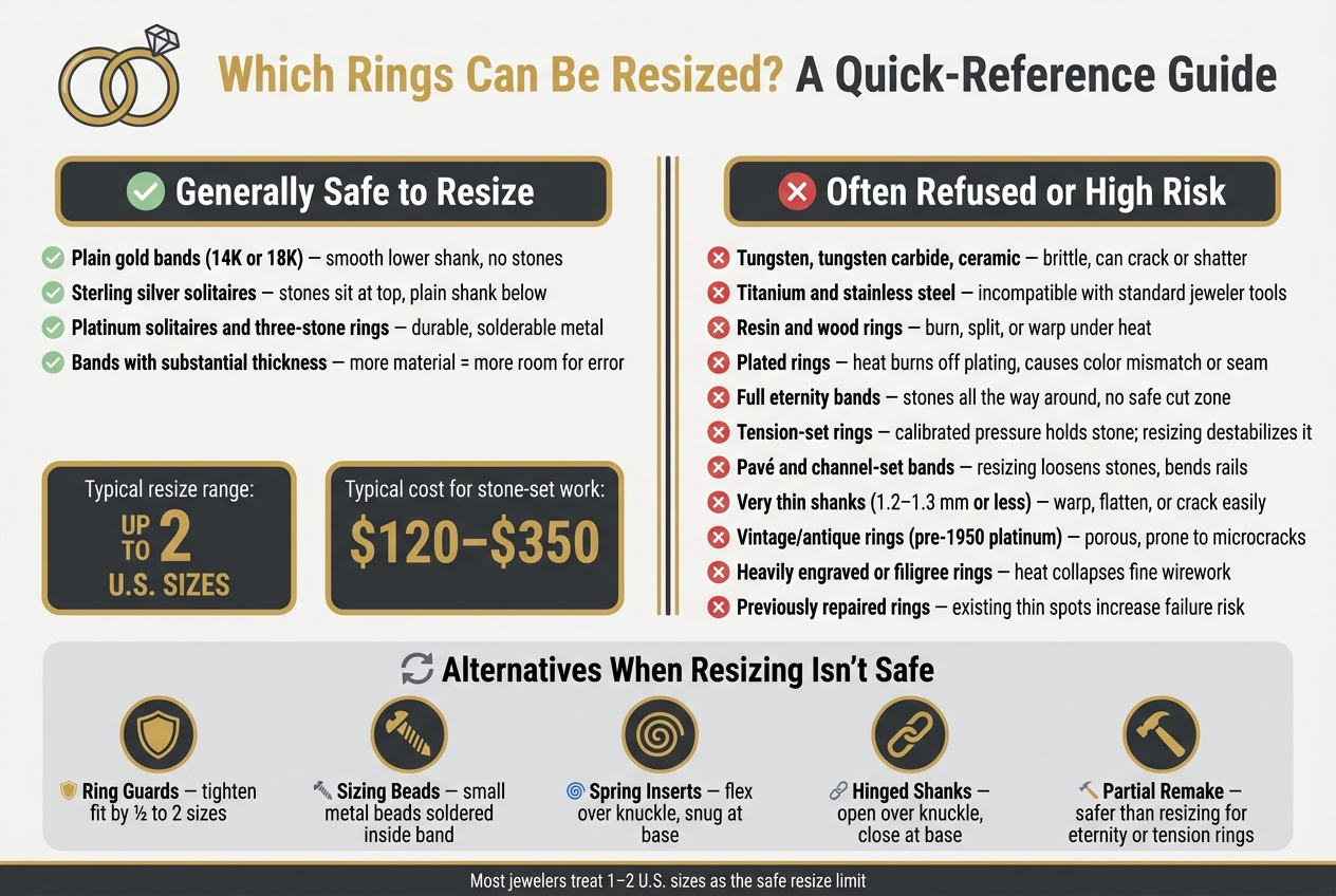 Which Rings Can Be Resized? A Quick-Reference Guide for Jewelers and Buyers