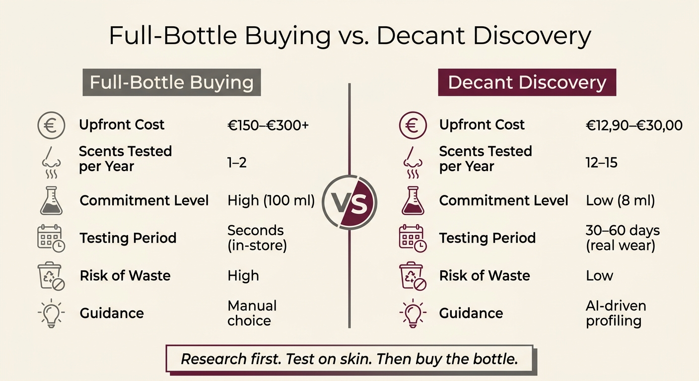Full-Bottle Buying vs. Decant Discovery: Perfume Shopping Compared