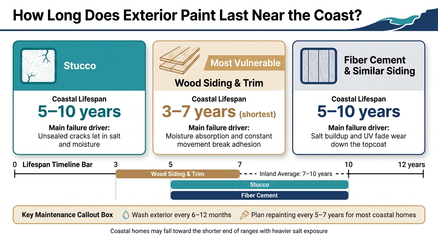 Exterior Paint Lifespan by Surface Type: Coastal vs. Inland
