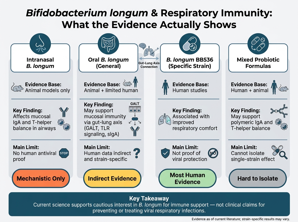 Bifidobacterium longum for Airway Health: Evidence Comparison by Approach
