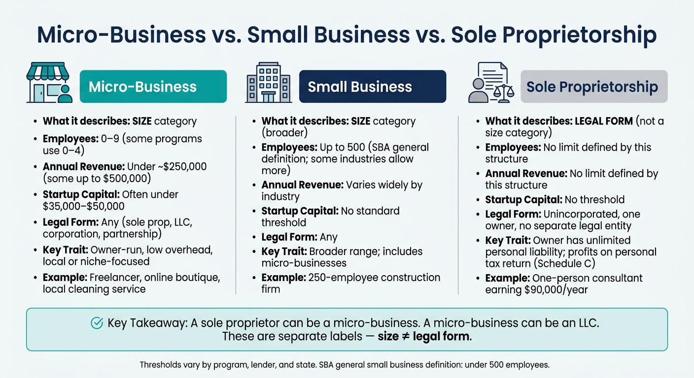 Micro-Business vs. Small Business vs. Sole Proprietorship: Key Differences
