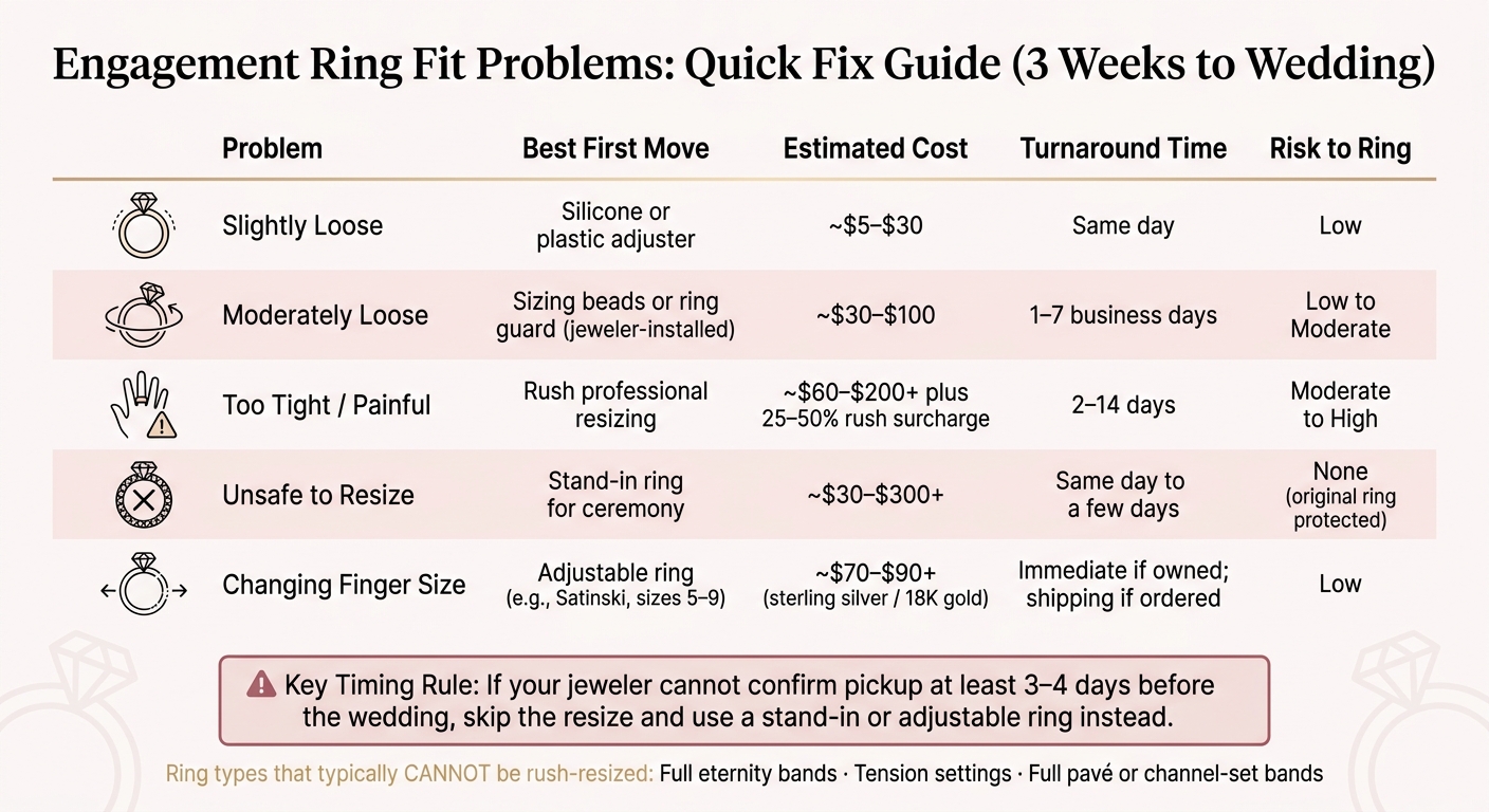 Engagement Ring Fit Problems: Quick Fix Guide (3 Weeks to Wedding)