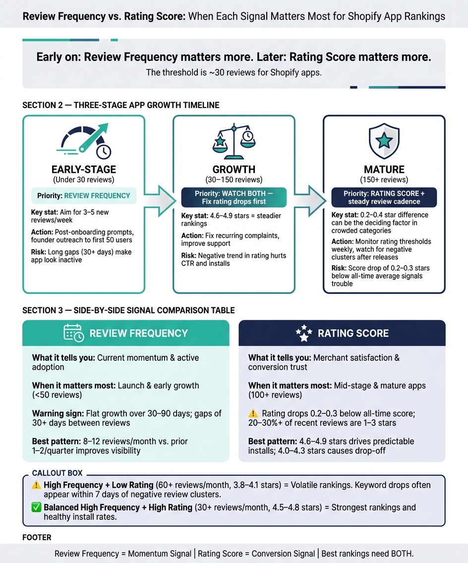 Review Frequency vs. Rating Score: When Each Signal Matters Most