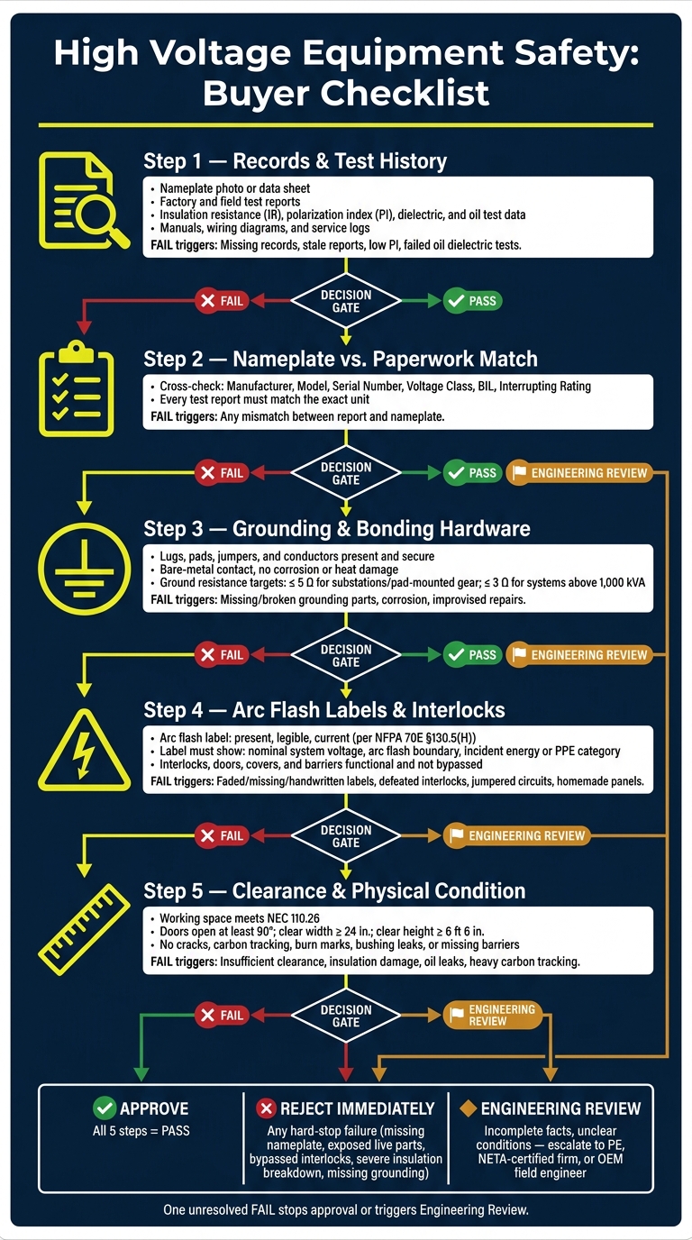 High Voltage Equipment Safety Buyer Checklist: Pass/Fail Decision Flow