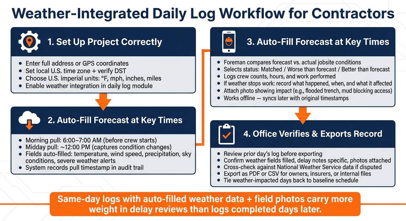 Weather-Integrated Daily Log Workflow for Contractors