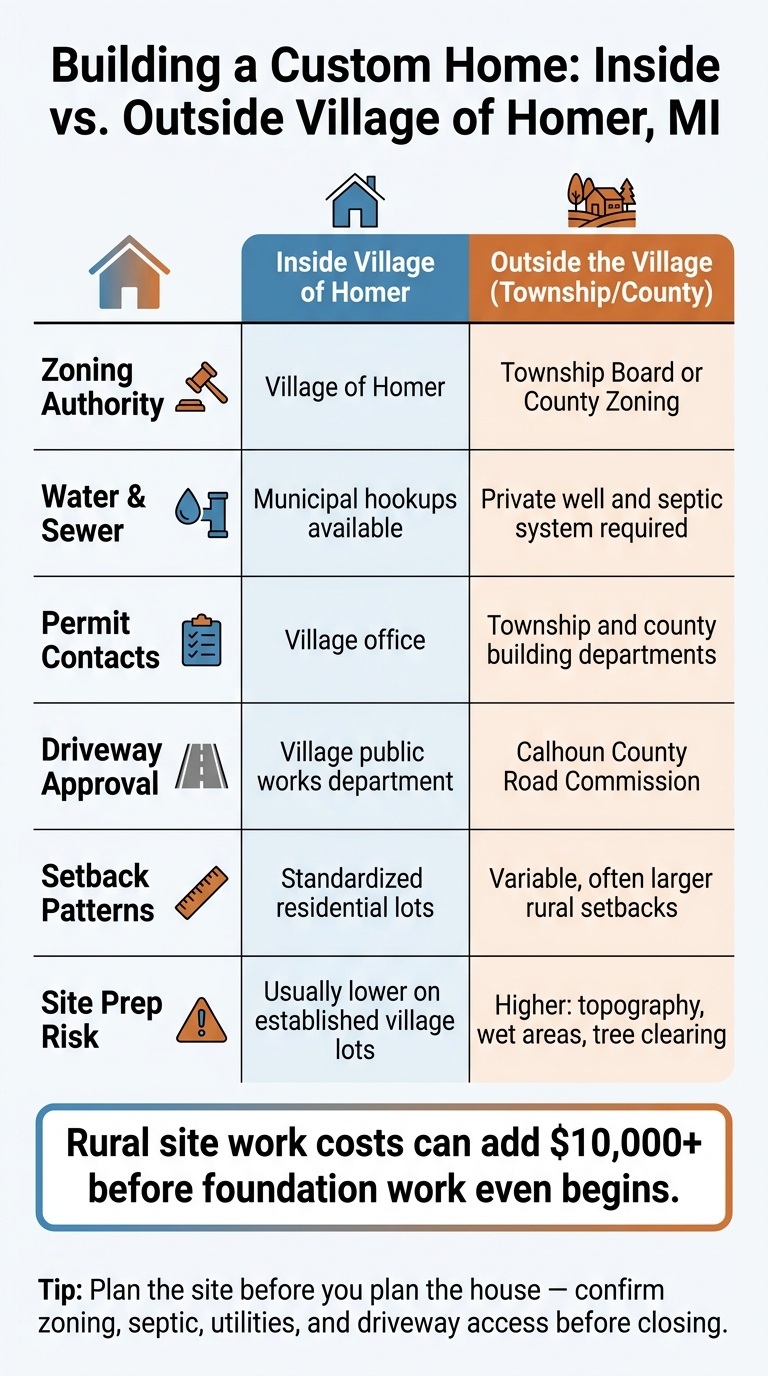 Building Inside vs. Outside Village of Homer, MI: Key Differences