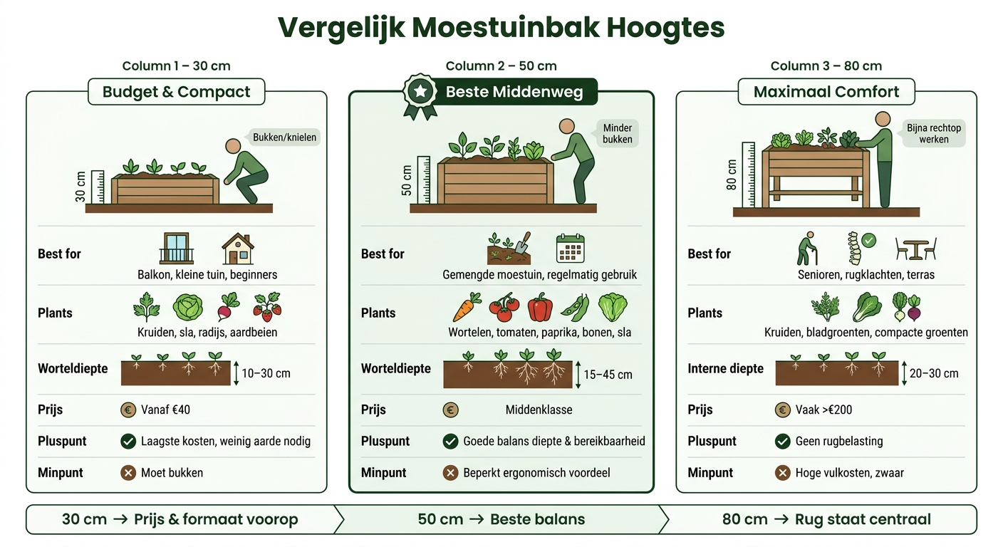 Moestuinbak Hoogte Vergelijking: 30, 50 of 80 cm