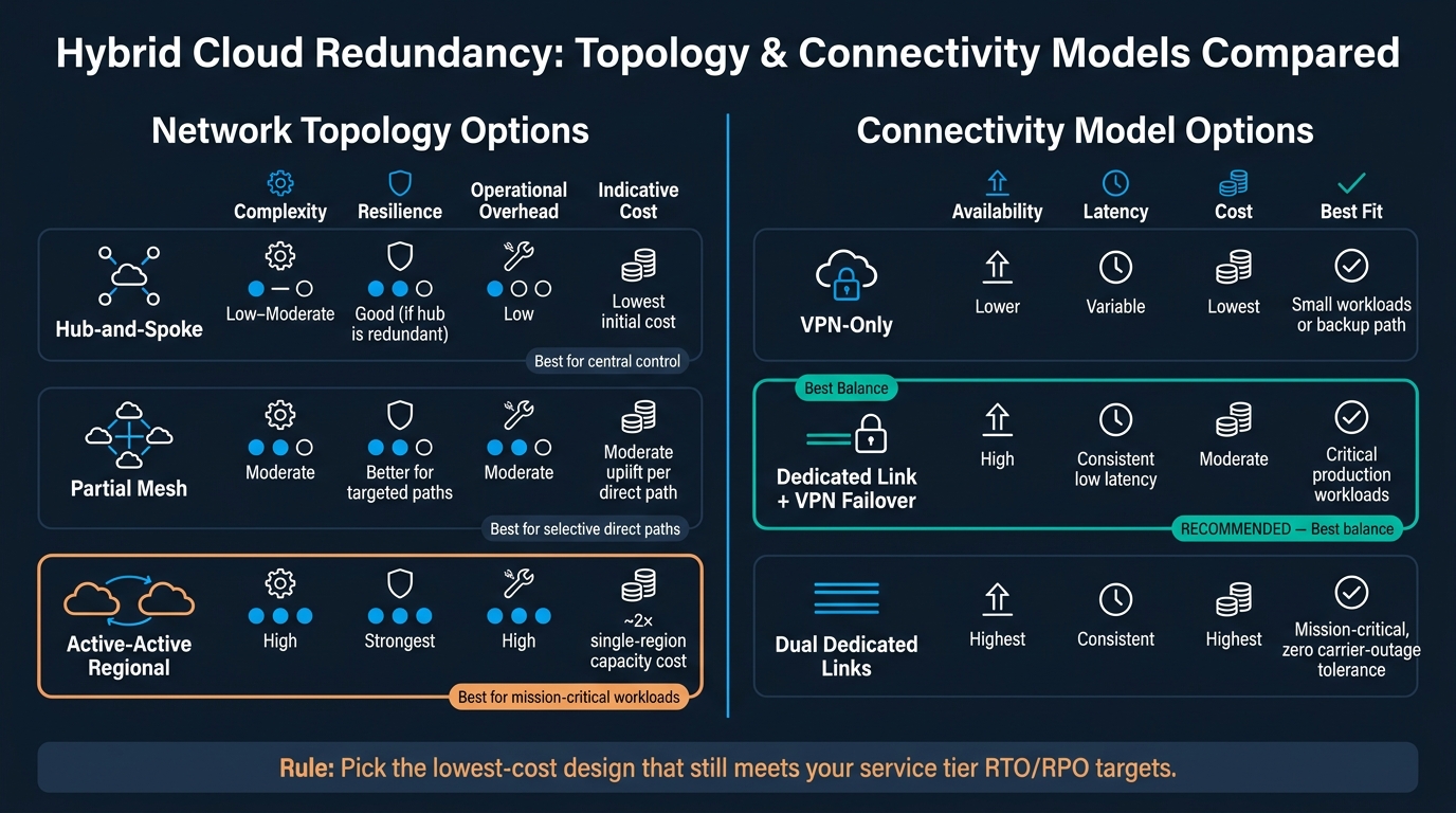 Hybrid Cloud Redundancy: Topology &amp; Connectivity Models Compared