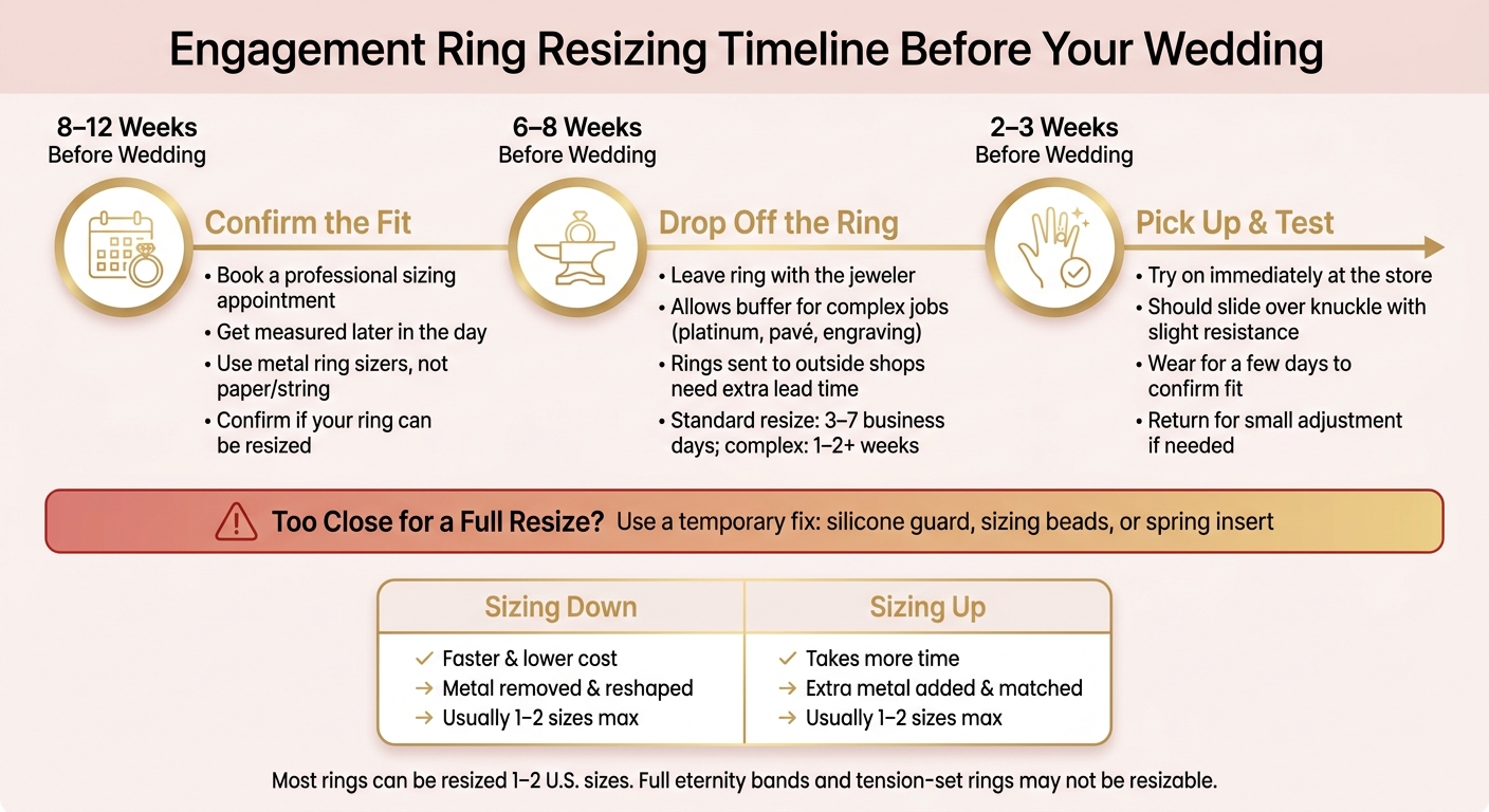 Engagement Ring Resizing Timeline Before Your Wedding