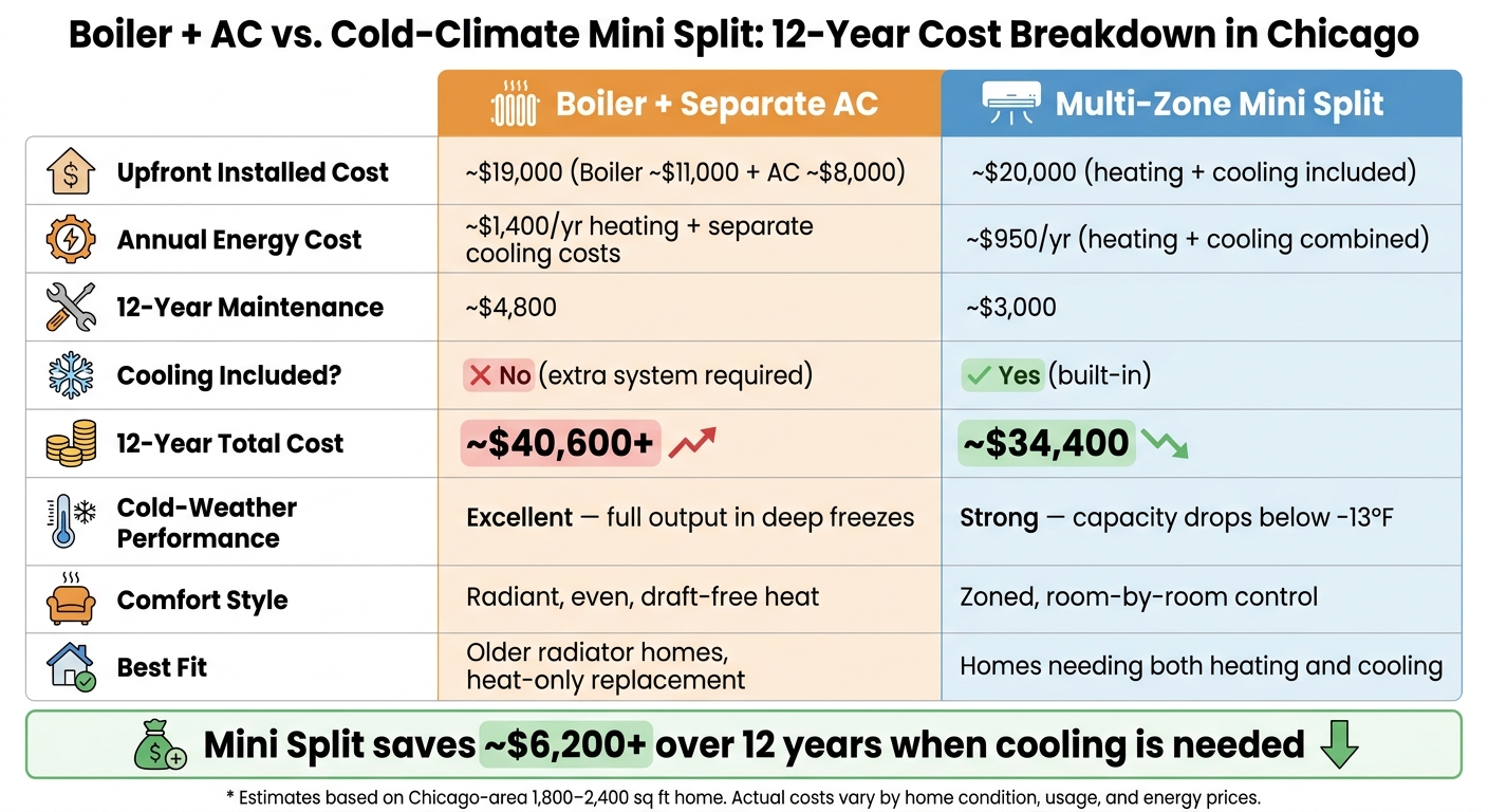 Boiler vs Mini Split: 12-Year Cost Comparison in Chicago