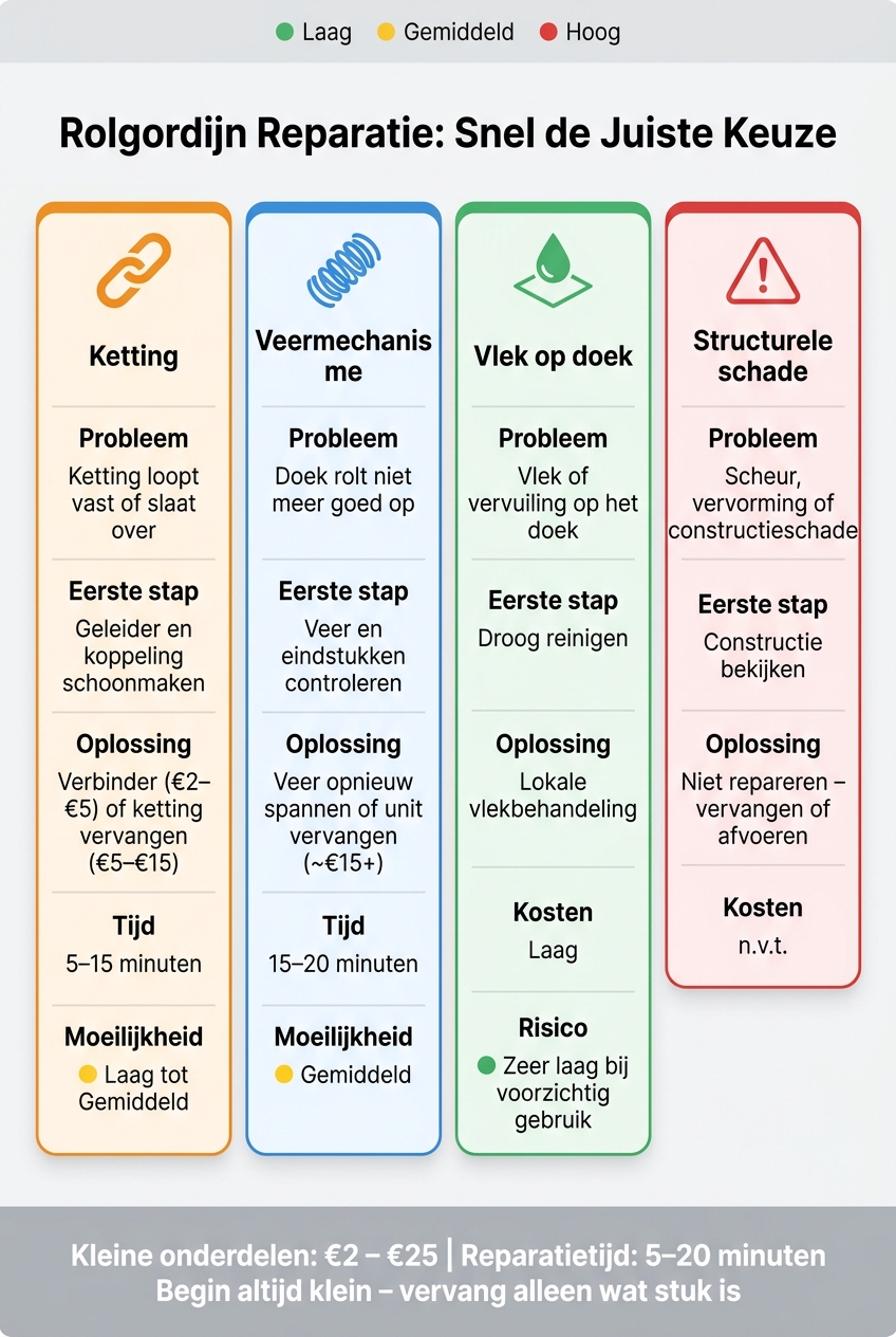 Rolgordijn Reparatie: Probleem, Oplossing & Kosten in één Overzicht