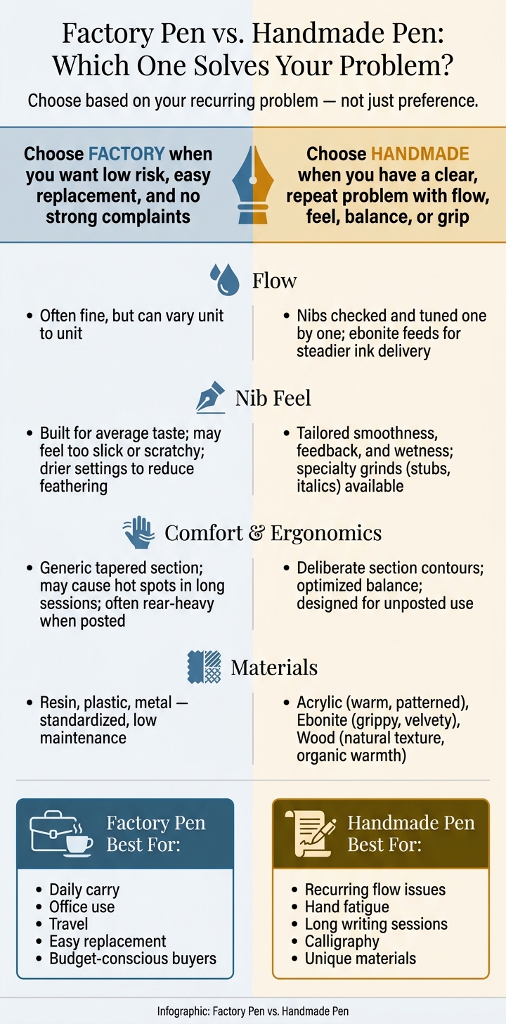 Factory Pen vs. Handmade Pen: Which One Solves Your Problem?