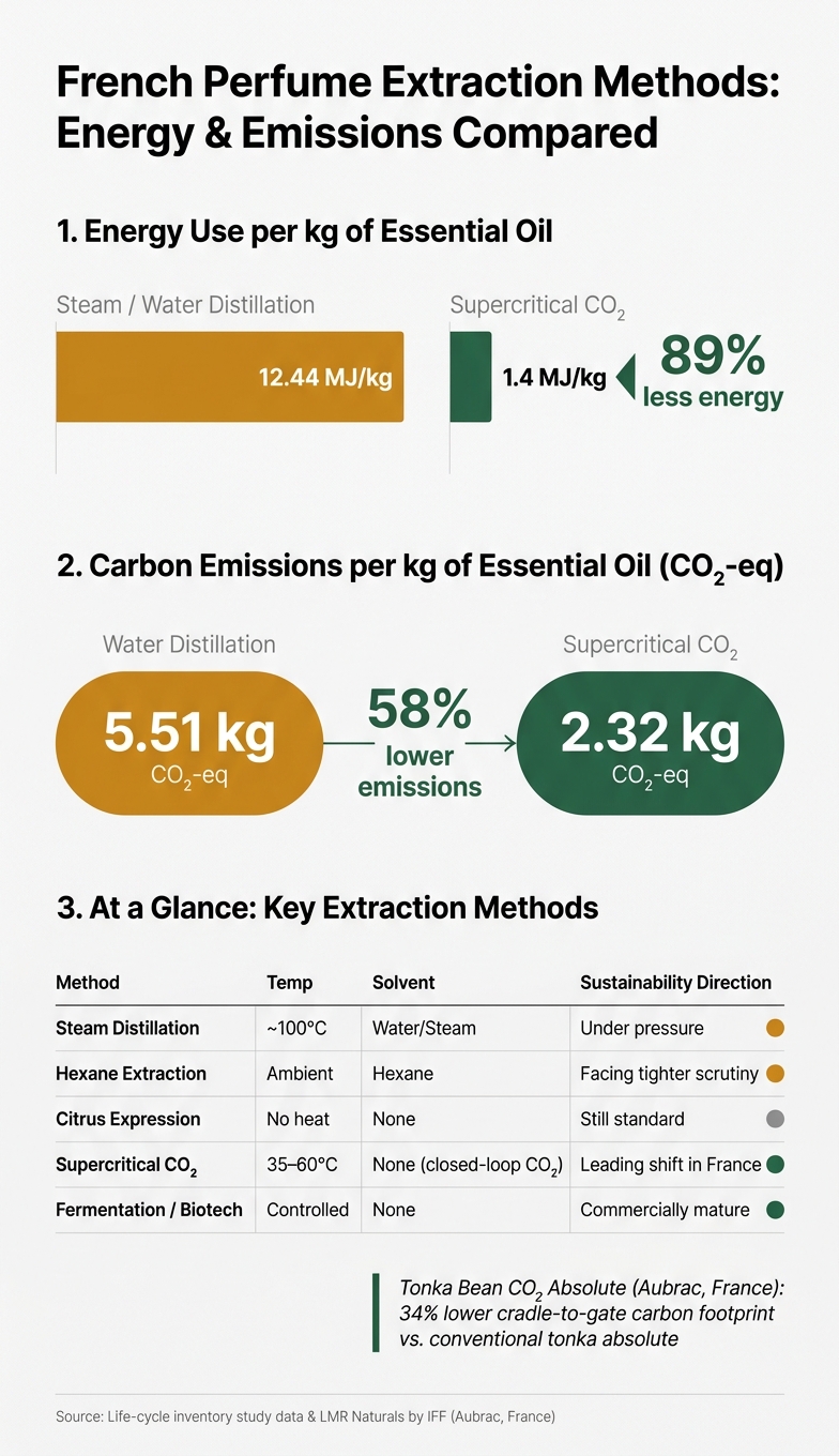 French Perfume Extraction Methods: Energy, Emissions & Sustainability Compared