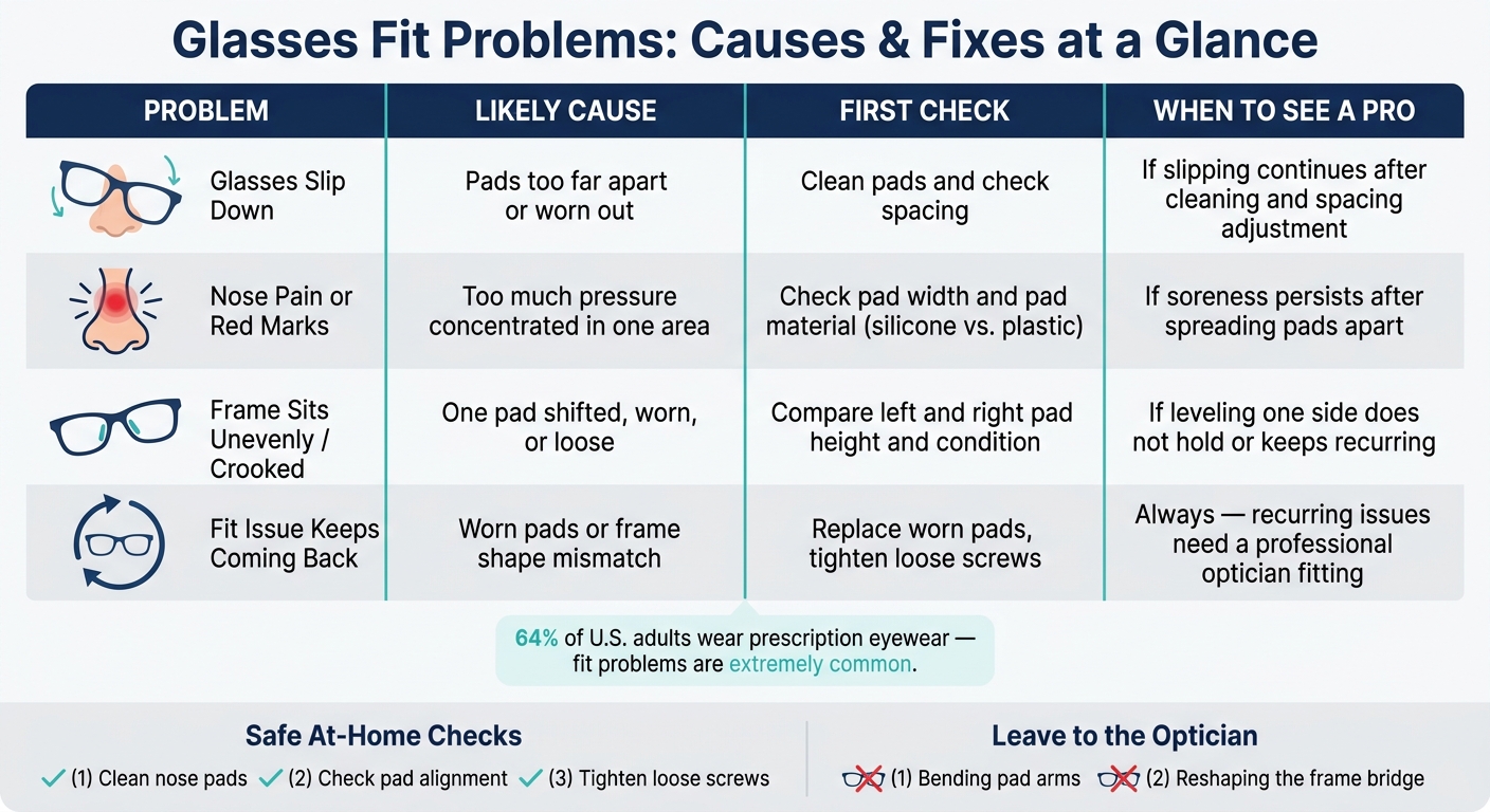 Glasses Fit Problems: Causes & Fixes at a Glance