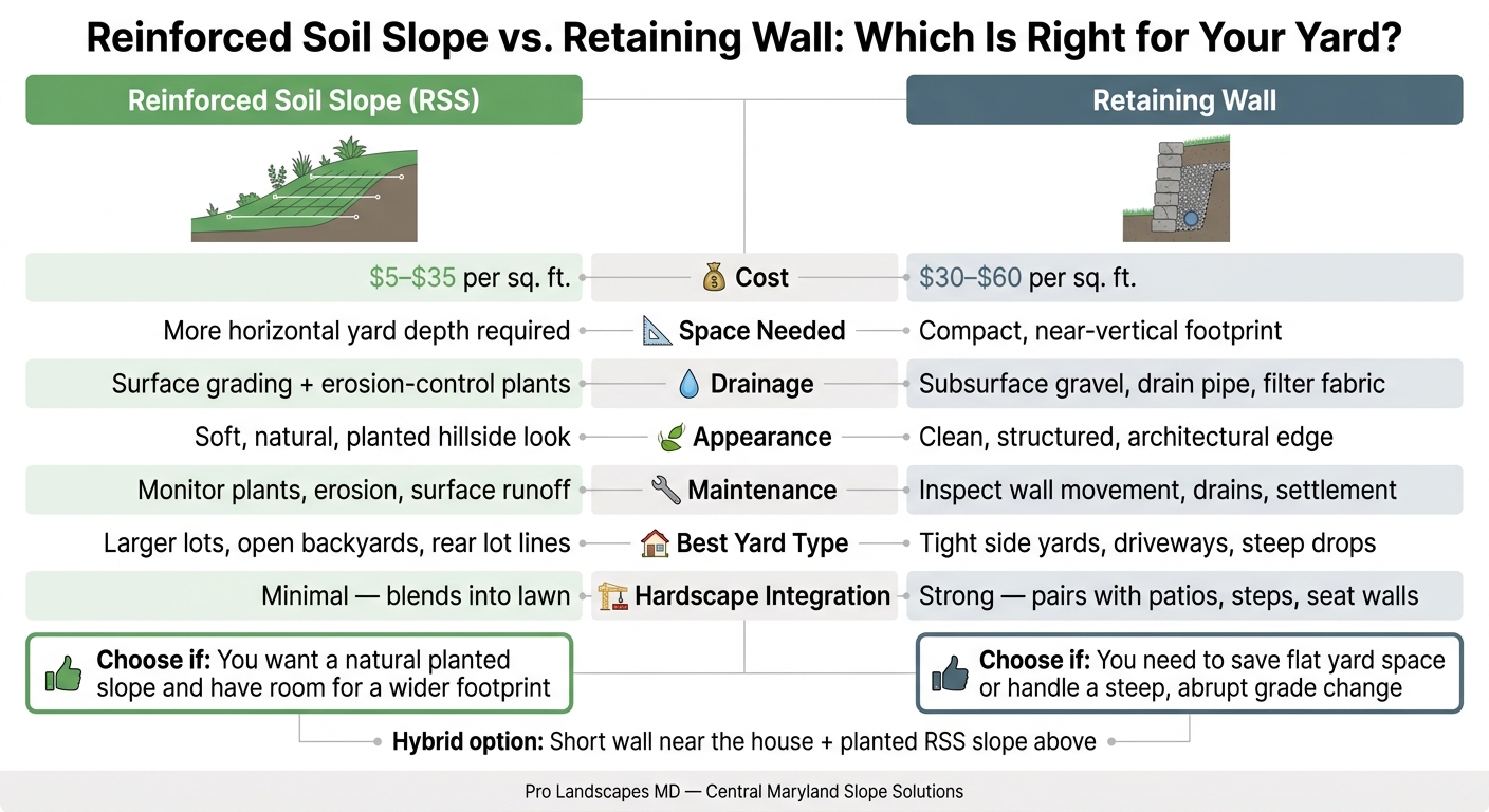 Reinforced Soil Slope vs Retaining Wall: Side-by-Side Comparison