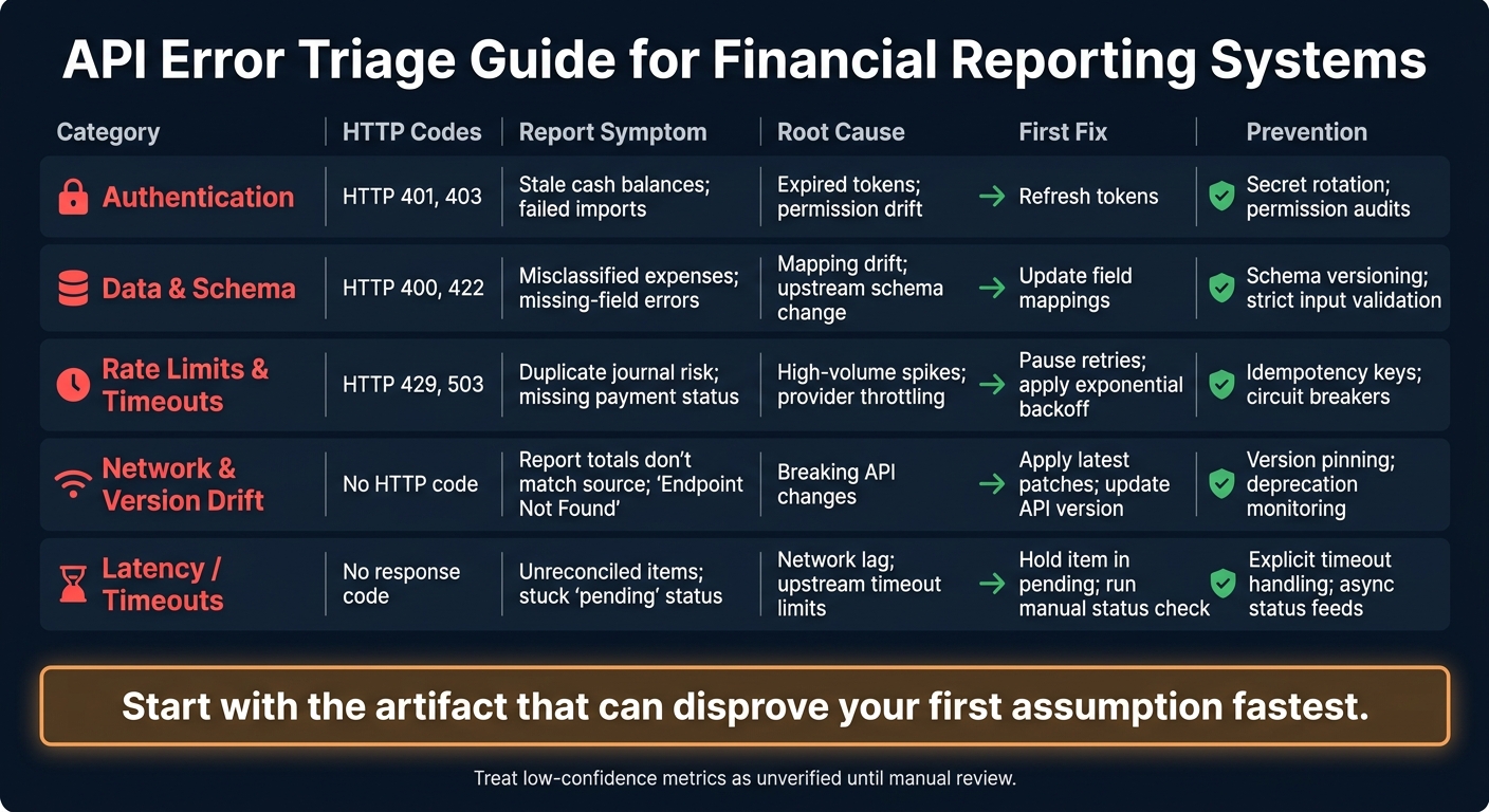 API Error Triage Guide for Financial Reporting Systems