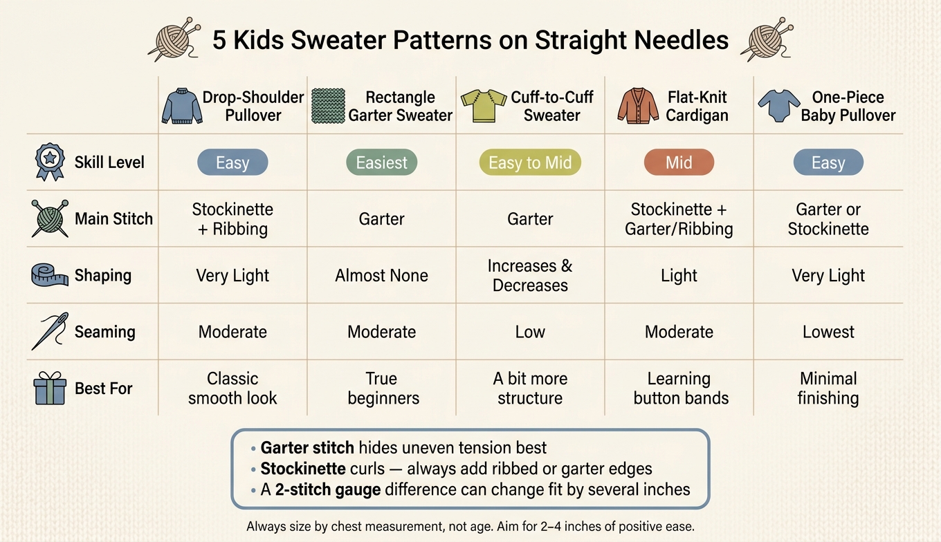 5 Kids Sweater Patterns on Straight Needles: Quick Comparison Guide