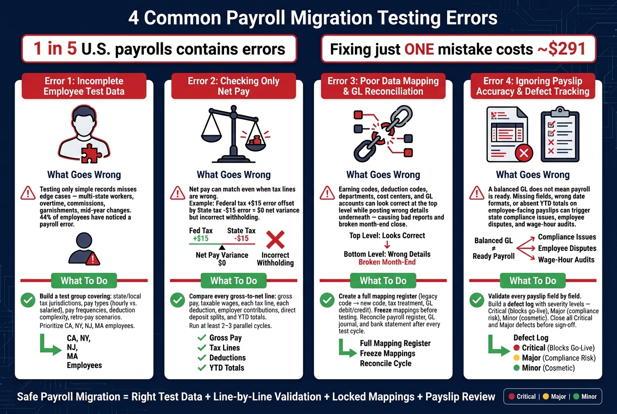 4 Common Payroll Migration Testing Errors: What Goes Wrong & How to Fix It