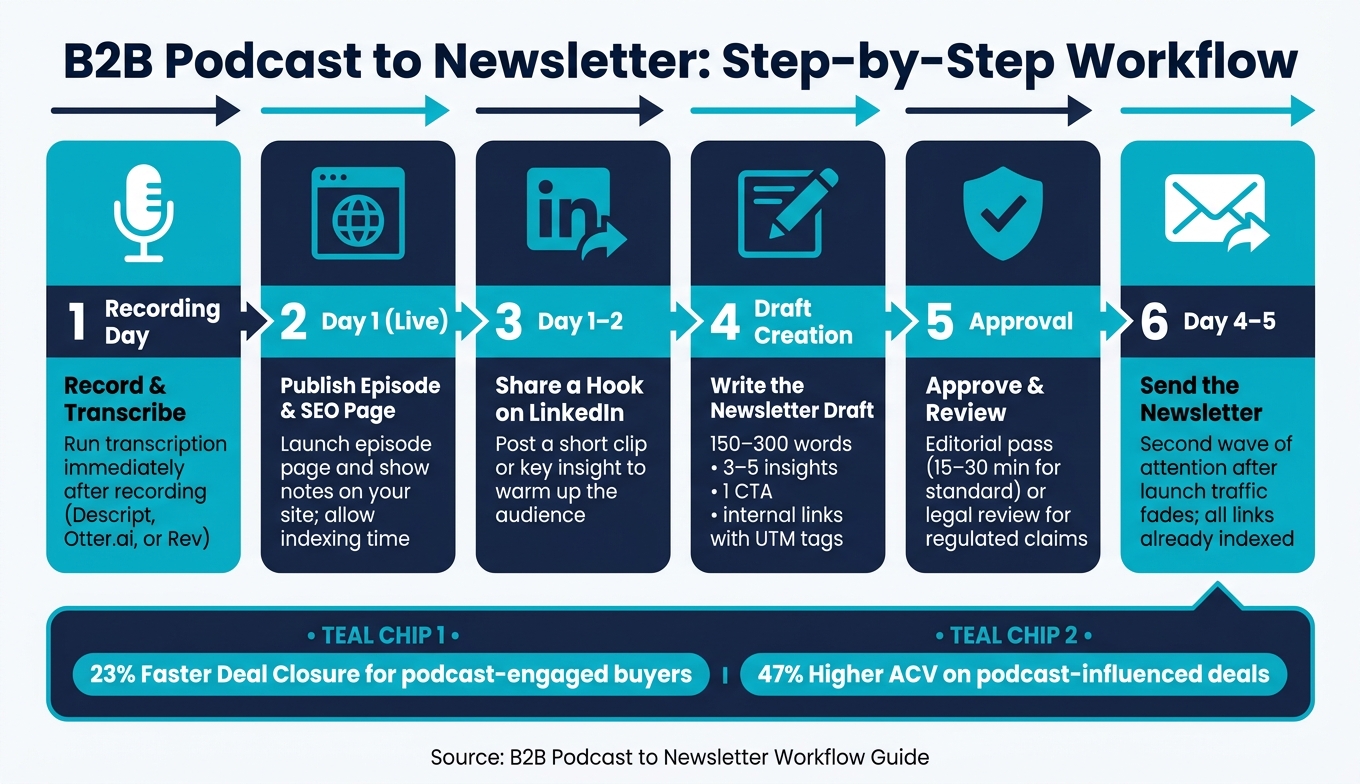 B2B Podcast to Newsletter: Step-by-Step Workflow