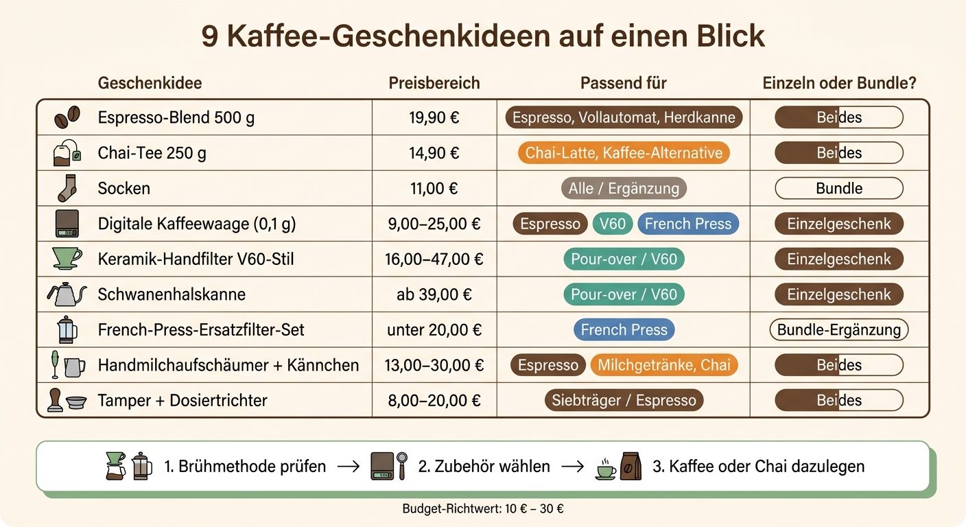 9 Kaffee-Geschenkideen: Preis, Brühmethode & Bundle-Eignung