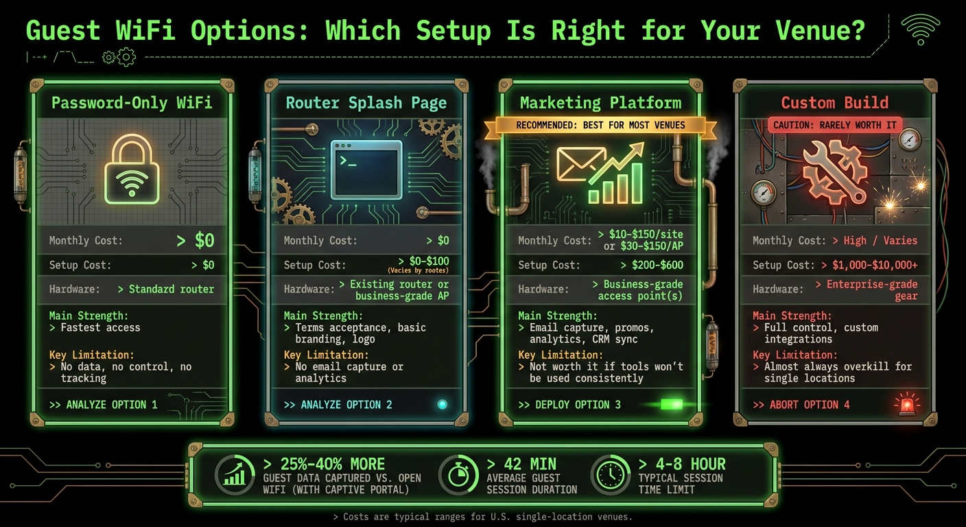 Guest WiFi Captive Portal Options: Cost & Feature Comparison